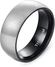 [Wozya] Titanium Ring for Man Woman Brushed Silver Color Blue Inside Matte Classic Simple Vintage Engagement Band