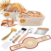 Sourdough Banneton Bread Proofing Basket Set, 10 Inch round and 10 Inch Oval Br