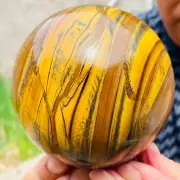 3.50lb Large Natural Gold Tiger's Eye Stone Quartz Crystal Sphere Specimen Reiki