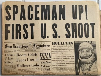 Vtg Newspaper San Francisco Examiner First Western Man in Space-Alan B. Sheppard