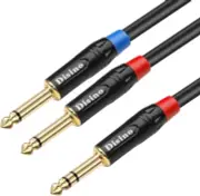 Disino 1/4 Inch TRS Stereo Y-Splitter Insert Cable, 1/4 Inch Male Jack to Dual 1
