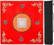 Mahjong Mat with Storage Bag Non-Slip Soundproof Tablecloth Comfortable Durable Water-Resistant Anti-Pilling Square Tabletop Cover for Home 31.5IN*31.5IN Mahjong Game Set(Red)