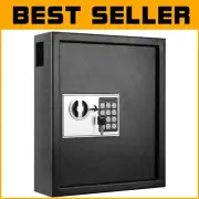 Secure 60-Key Wall Box with Electronic Combination Lock - Black Steel Design