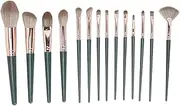 Concealers Eye Shadows Blush Set, Expertly Hold Powders 14pcs Green Synthetic Makeup Brushes Set for Travel