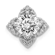 Solid 14k White Gold 5.2mm Center 1/20ct. Simulated CZ Semi-mount Pendant