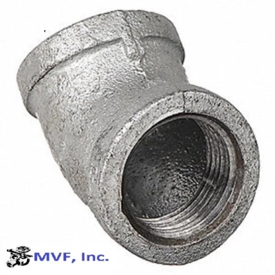 3/8" 150 Female NPT 45° Elbow Galvanized Malleable Iron Pipe Fitting <MI020341G