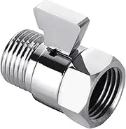 Tenfe Water Flow Control Shut Off Valve, Brass Adjustable Water Pressure Regulator for Hand Held Shower Head & Bidet Sprayer, Polished Chrome Water Saver G1/2 Standard Connection