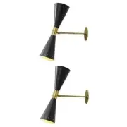 Pair of Modern Italian Sconces Large Black Diabolos Tuba in Style Stilnovo