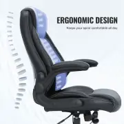 Ergonomic High Back Office Chair with Adjustable Lumbar Support, PU Leather