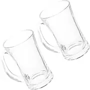 NOLITOY Elegant Glass Beer Mugs 2 Pack Large Handles 300ml Heat Resistant Safe for Hot Cold Beverages