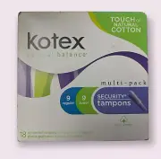Kotex Natural Balance Security Tampons 18 ct Multi Pack Regular/Super Unscented