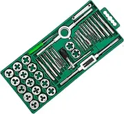Threading Tool Kit - 40X Coarse Fine Metric Die Tap Thread with Complete Handles, Accessories, Case | Screw Wrench Handle Stock Holder for Male & Female Threading