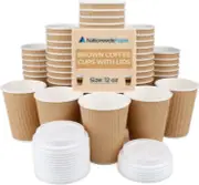 Ripple Takeaway Paper Coffee Cups with Lids - [30 Cups, 12 OZ] - Ideal for Tea,