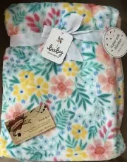 Baby Starters Blanket FLOWERS Fleece COLORFUL WHITE YELLOW PINK GREEN RED Soft