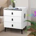 Levede Bedside Drawers Side Table Wireless Charging LED Light Bluetooth Speaker