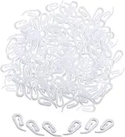 100 Pcs White Plastic Curtain Hooks 2.8x1.2cm for Door Curtains and Window Curtain and Shower Curtain.