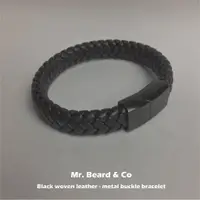 在飛比找蝦皮商城優惠-【MBC】Black woven leather-metal