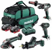 Metabo MET18BL4SB2HD55ER - 18V Brushless Drill/Driver/Grinder with Paddle Switch/Sabre Saw Combo Kit (2 x 5.5Ah)