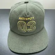 Adidas Anti 3 Putt Base Green Wool Flat Bill Adjustable Strap Golf Cap HY5939