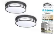 LED Ceiling Lighting Fixture, 23W Black Flush Mount Ceiling 2 Pack 13 Inch