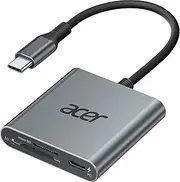 Acer USB C SD 4.0 Card Reader, Dual Slot Type-C SD Memory Card Reader Adapter with 100W PD Port, for MicroSD SDXC SDHC UHS-II & UHS-I Cards for iPhone 15, iMac, iPad Pro Air Mini, MacBook Pro (Grey)