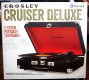 Crosley Cruiser Black Deluxe Turntable with Bluetooth Speakers - CR8005D-BK. NIB