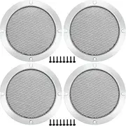 X AUTOHAUX Universal 5" Car Speaker Grills Cover Mesh Round 5 Inch Audio Speaker Subwoofer Guard Protector Case with Screws Iron Silver Tone Black - Pack of 4