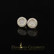 Yellow 925 Silver Screw Back 0.69ct Cubic Zirconia Round Womens Stud Earrings