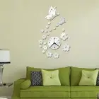 Acrylic Mirror DIY Surface Wall clock Wall Stickers Butterfly Flower Wall Decor