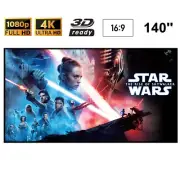 Visualax 140" inch Fixed Frame Zero Edge White Projector Screen TRUE 16:9