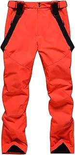 [ALSOGO] Men's Ski Bib Trousers Waterproof Windproof Snow Trousers Outdoor Trousers Snowboard Bib with Removable Strap