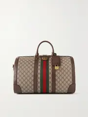 [Gucci] Gucci - Ophidia Leather-trimmed Printed Coated-canvas Weekend Bag - Beige - One size One size Neutrals