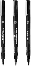 Uni Pin Fineliner Drawing Pens - Chisel Nibs - Black Ink - 1.0mm 2.0mm 3.0mm - Assorted Pack of 3