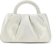 [BEGONICA] White Pearl Purse Women Soft Leather Evening Clutch Bag Wedding Prom Shoulder Crossbody Bag Small Chic Party Purse…