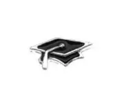 Origami Owl SMALL BLACK GRADUATION CAP GRAD CAP Floating Enamel SCHOOL Charm