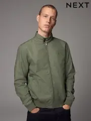 Sage Green Shower Resistant Check Lining Harrington Jacket (E66492) | $106