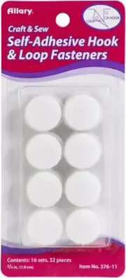 Allary Self-Adhesive Hook And Loop Fasteners 16/Pkg White Dots, .75"