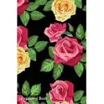 PASSWORD BOOK: INCLUDE ALPHABETICAL INDEX WITH RED ROSE FLOWER SEAMLESS PATTERN