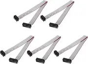 uxcell 5 Pcs IDC Flat Ribbon Cable, 2.54mm Pitch 12mm Width 20cm Long 10 to 16 Pin FC to FC Flat Ribbon Connector Jumper Wire for PC, LED Displays