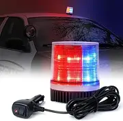 Xprite Red&Blue LED Beacon Light w/Magnetic Base，Safety Warning Police Flashing Lights for Law Enforcement Vehicles Forklift Patrol Security Trucks Cruiser UTV ATV Snowplow Volunteer