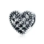 Shining Heart Charm for Bracelet or Bangle Silver plating Jewelry