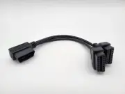 Right Angle 1pc Male to 2pcs Female OBD2 OBDii Splitter Y Cable Thick 24awg Wire