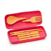 Brand NEW Tupperware Portable Cutlery Set with Case Pink and Orange