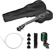 zolyet 21 Inch d Acoustic Soprano Ukulele Ukelele Uke Kit Basswood with Carry Bag Uke S Strings Picks Tuner Black Style A Size M