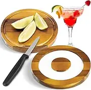 Geiserailie Margarita Salt Rimmer Set with Lid, Wooden Glass Rimmer Margarita Salt and Sugar Rimmer Salt Tray for Cocktails Drinks Bar Margarita Gift Set, for Wide Glasses up to 5 Inches