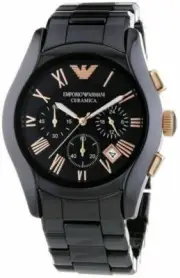 EMPORIO ARMANI Ceramica AR1410 Chronograph Date Black Dial Men's Watch $545