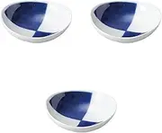 Set of 3 Ichimonohonpo, Small Checkered Oval Set, 3.0 x 3.0 x 0.8 inches (8 x 7.5 x 2 cm) (50cc) | Arita-yaki Setomonohonpo