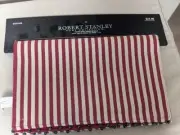 Robert Stanley Farmhouse Table Runner Stripe Red White 14x72 With Bells NWT