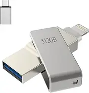 USB MFi Certified 512GB for Phone Memory Stick Photo Stick External Memory 4 in 1 Photo Stick 3.0, Flash Drive for Mobile Phone, iOS, Android, Pad, Laptop, PC