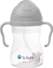 b.box Drinking Bottle with Straw 240 ml, Grey
